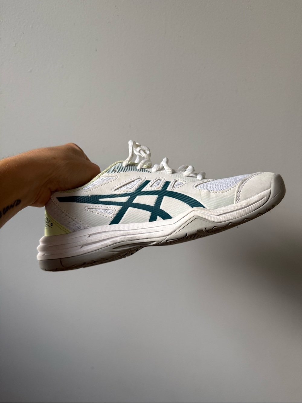 Asics Upcourt 5 Tennis Shoes White Ink Teal Gray Women’s Size 6 1072A088-102 - Picture 10 of 12
